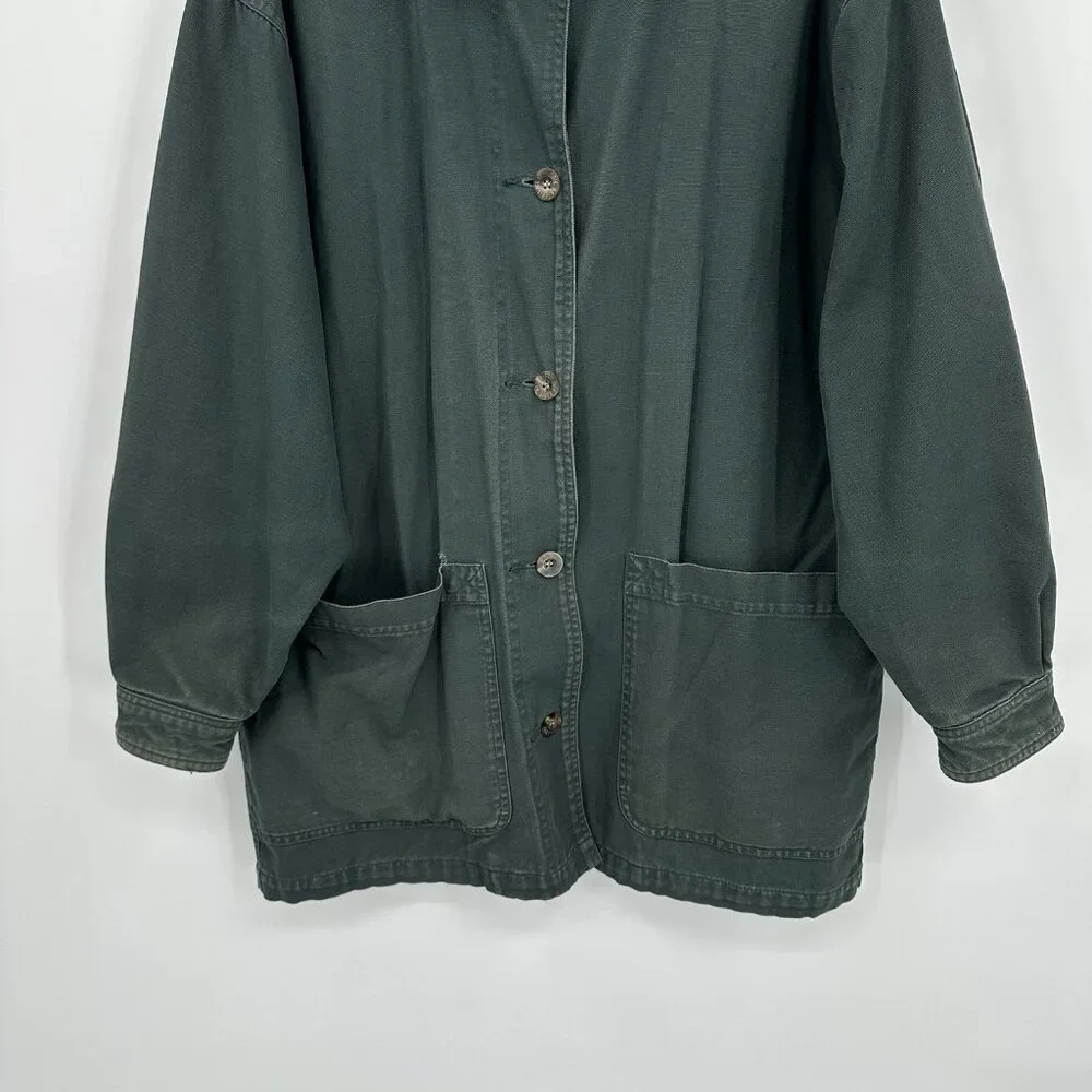EDDIE BAUER barn jacket plaid lined western green vintage MEDIUM - Picture 9 of 13